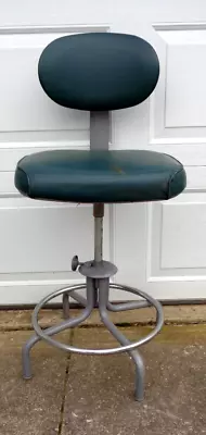 Upholstered Industrial Drafting Chair / Lab Chair Heavy Duty Great For Bars • $170