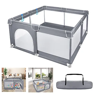 Baby Playpen Kids Infant Safety Yard Gate Activity Center Room Divider 127x127cm • £34.90