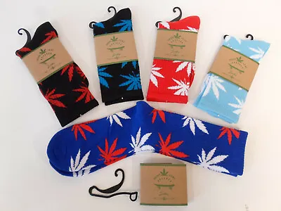 $15.95 • Buy 5 PACK Lot Marijuana Weed Pot Leaf Thin Crew Socks Hemp Leaf Free Shipping E9