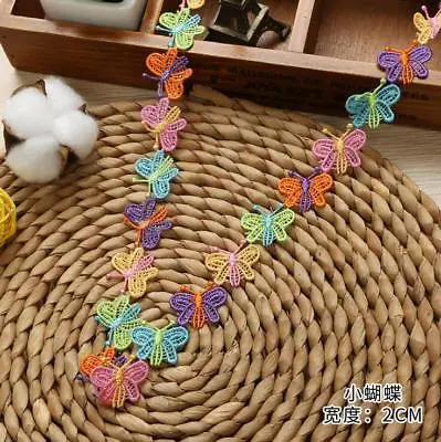 5 Yards Colorful Vegetables Butterfly Shape Embroidered Lace Appliques Sewing • £3.59