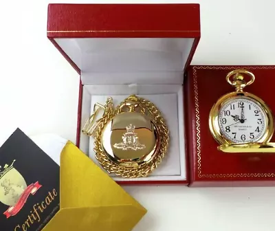 ROYAL  ARTILLERY Personalised Military Army Crested 24K GOLD POCKET WATCH Case • $33.58