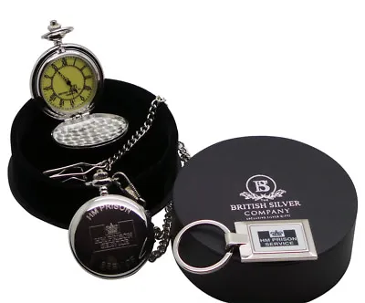 £29.95 • Buy HMP PRISON Engraved Personalised Pocket Watch And Keyring HM JAIL OFFICER WARDEN