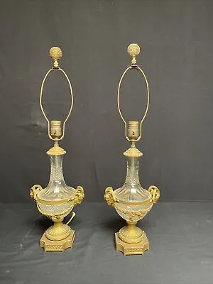 Pair Of Baccarat Cut Crystal Lamps With Gilt Bronze Mounts Louis XVI. • $1500