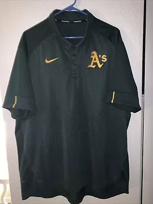 Oakland Athletics Nike Authentic Collection Team Logo Elite Polo Green XXL As • $25