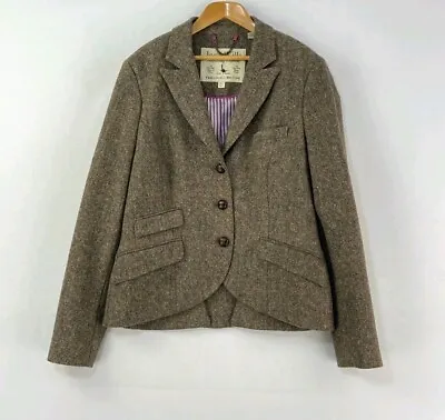 Jack Wills Tweed Blazer Womens 12 Brown Donegal Fleck Country Hacking Jacket • £40