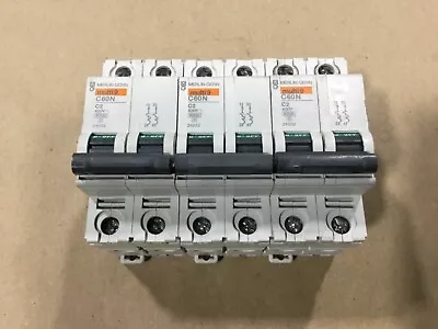 Lot Of 3 Merlin Gerin C60N C2 Circuit Breaker 2A 2 Pole C60N 2P/24332 #05F42 • $14.99