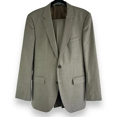 BOSS Hugo Boss The James4/Sharp6 2 Button Suit In Taupe Classic 100% Wool Sz 40L • $100