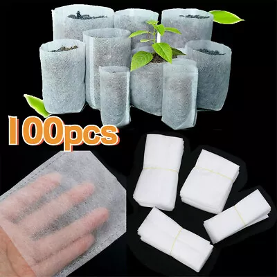 £3.04 • Buy 100x Biodegradable Non-woven Nursery Bag Pot Plant Grow Bags Fabric Pots Pouches