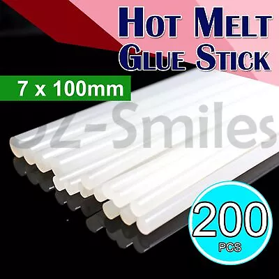 200pcs Clear Hot Melt Glue Sticks Adhesive Craft Glue Gun DIY Tool 7mm 10cm • $14.95