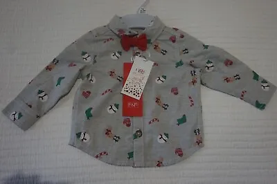 £6.99 • Buy F&f Baby Boys Christmas Shirt With Bow Tie - Up To 3 Months