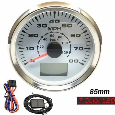 85mm GPS Speedometer Odometer Gauge 80MPH For Car Truck Motorcycle Boat 120Km/h  • $63.89