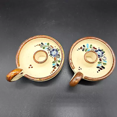 Mexico Pottery Candle Holders Florals • $12.95