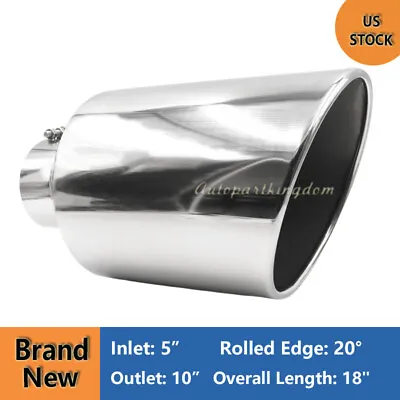 5  Inlet 10  Outlet 18  Long Stainless Steel Rolled Edge 20° Exhaust Tip Diesel • $57.90