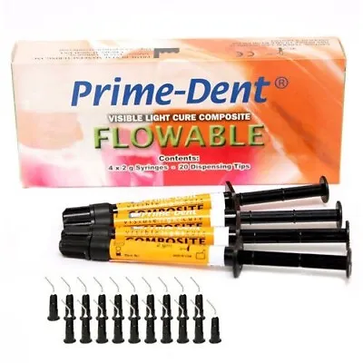 Prime Dental Flowable Light Cure Dental Composite 4 Syringe Kit - A2 • $25.45