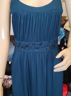 Miss Selfridge Teal Strappy Dress Sequin Waist Size 12 • $9.95