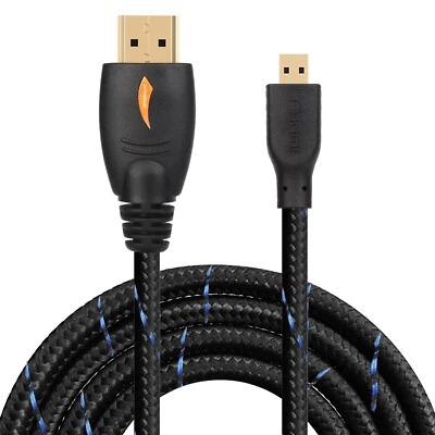 $15.92 • Buy Micro HDMI To Standard HDMI Cord Braided Fr Sony A6000 A6300 Camera, Lenovo Yoga