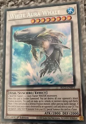 Yu-Gi-Oh! White Aura Whale BLC1-EN011 Ultra Rare Silver Text Near Mint • £1.73