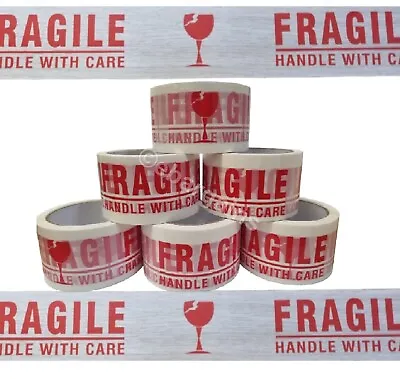 Handle With Care Tape Fragile Carton Sealing Strong Packaging Tape 48mm X 66m • £6.99