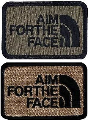 Aim For The Face Embroidered Morale Patch - 2PC Bundle - Hook Backing • $11.99