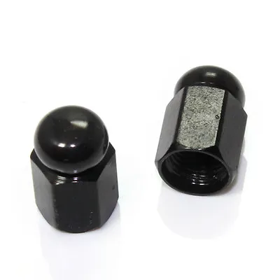 2 Black Hex Dome Wheel Tire Pressure Air Stem Valve Caps For Motorcycle-Bike • $5.75