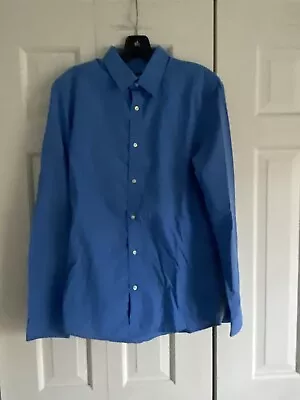 H&M Solid Blue Button Front Shirt Small • $8.99