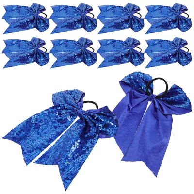  10 Pcs Cheer Hair Bows Cheerleading Hairribbons Ties For Women Miss Accessories • £15.18