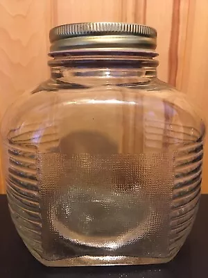 Vintage Duraglas Glass Coffee Jar Ribbed Textured • $12