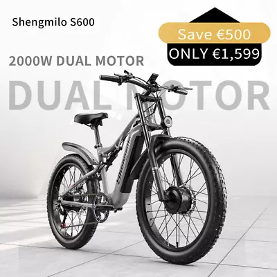 Electric Bike 26'' Dual Motor 2000W Full Suspension E-Bike Adults Fat Tyre MTB • $1699