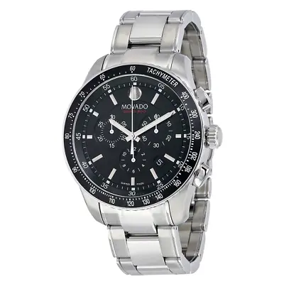 Movado $1695 Men's Silver/black Chronograph Date Series 800 Swiss Watch 2600094 • $694.32