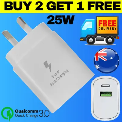 $5.95 • Buy DUAL 25W USB Type-C Super Fast Wall Charger Adapter IPhone Samsung AU PLUG