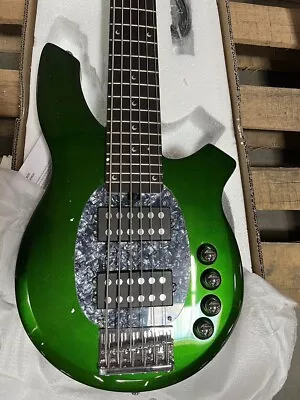 6-Strings Green Electric Bass Solid Black Fretboard HH Pickups Open HH Pickups • $262