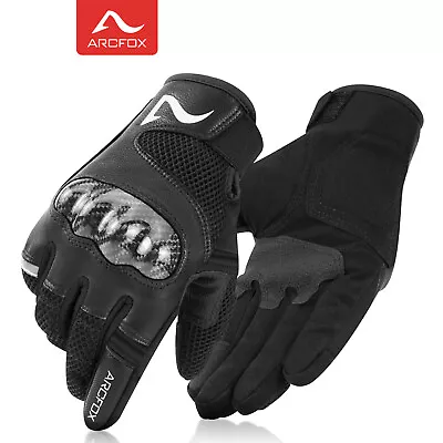 ARCFOX Motorcycle Full Finger Gloves Leather Breathe Touchscreen Motor Dirt Bike • $17.99