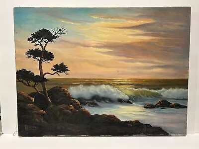 Vintage Original Seascape Ocean Landscape Oil Painting • $125