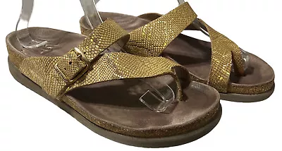 Mephisto Sandals Women Size 37 EU/ 6.5 US Helen Style Gold Snake Print Air Relax • $29.99