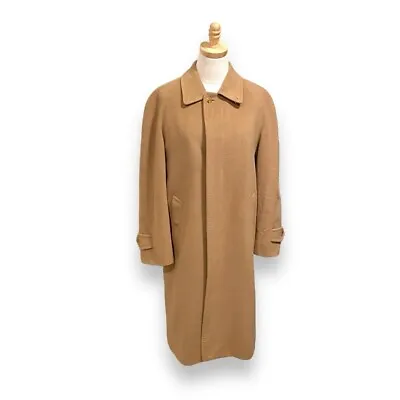 Burberry Men's 100% Cashmere Camel Tan Long Button Up Winter Coat • $490