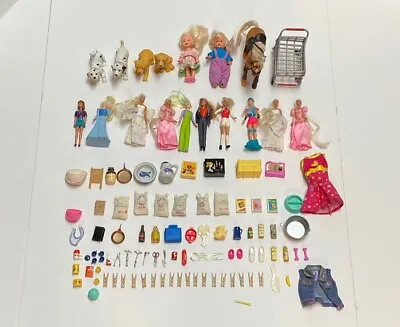 Huge Lot Of Vintage Barbie 70s-00s Mini Barbies Accessories Animals Food ETC • $49.99