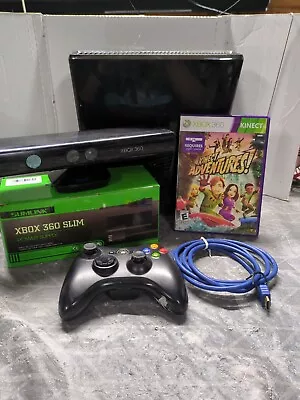 Microsoft Xbox 360 S With Kinect 250GB Glossy Black Cleaned & Teated • $80