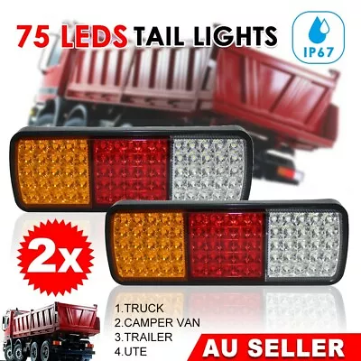 $32.45 • Buy 2X Submersible Waterproof 75 LED Stop Tail Lights UTE Boat Truck Trailer Lamp AU
