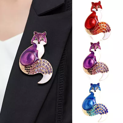 Wholesale Crystal Fox Animal Brooch Pin Enamel Breastpin Women Men Jewelry Gift • $2.37