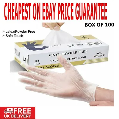 £0.99 • Buy Disposable Vinyl Gloves Powder Latex Free Work Strong Tattoo Food Box 100