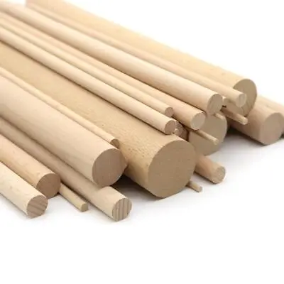 20 X Wooden Dowel Rods 30cm - 12  Long - Wood Crafts Craft Sticks 3mm To 8mm • £5.99
