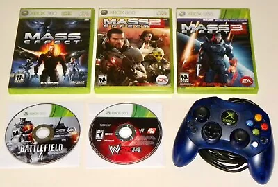 XBOX 360 LOT ~ Mass Effect 1 2 3 Trilogy ~ Blue Wired Controller ~ Extra Games • $24.99