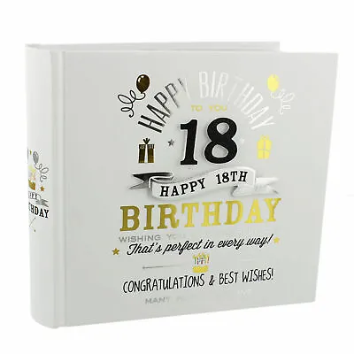 Signography Boxed White Black & Gold Photo Album - 18th Birthday • £19.94