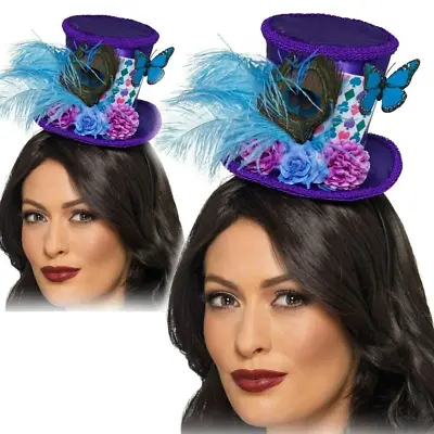 Mad Hatter Mini Top Hat Adults Alice In Wonderland Tea Party Fancy Dress Hat • £10.99