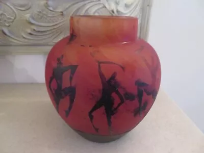 *rare* Okra Glass Fire Dance Design Vase  6   *by Sarah Cowan*quality Low Price* • £140