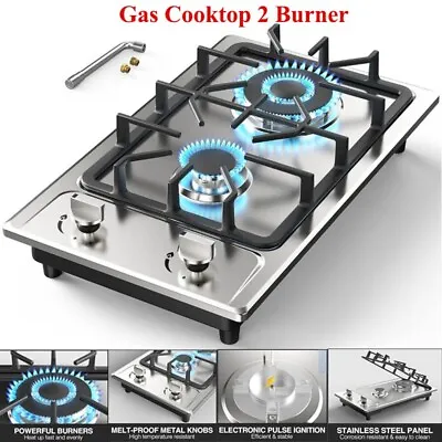 New Gas Cooktop 2 Burner Stainless Steel Gas Hob NG/LPG Convertible Gas Stove • $94.90