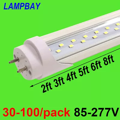 30-100/pack 2ft 3ft 4ft 5ft 6ft LED Tube Bulb Double Row Light G13 Retrofit Lamp • $606