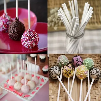 White Paper Lollipop Sticks Long Lolly Pop Cake Pops Cookie Craft 3.5  100PCS • £4.99