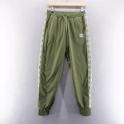 Umbro Mens Track Pants XS Green White Logo Tracksuit Bottoms • £15.18