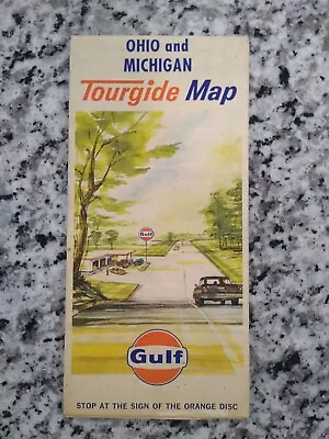 Ohio Michigan Vintage Road Map GULF Gas Station  1963  • $8.49